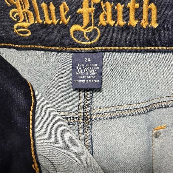 Blue Faith Dark Wash Indigo Stretch Jeans Plus Size 24 / 20W - Picture 5 of 10